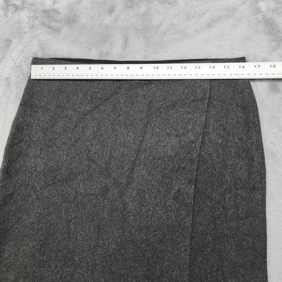 Milano Skirt Size L Gray Pull On Faux Wrap Stretch Knit Pencil Viscose Polyester - Picture 7 of 8